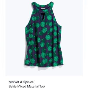 Market & Spruce - Bekie Mixed Material Halter Top